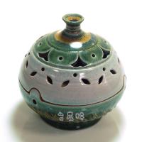 手工薰香爐~直徑10公分~(顏色:綠/白)~(不含配件,小圖-適用40環香.塔香.艾草薰香絨)